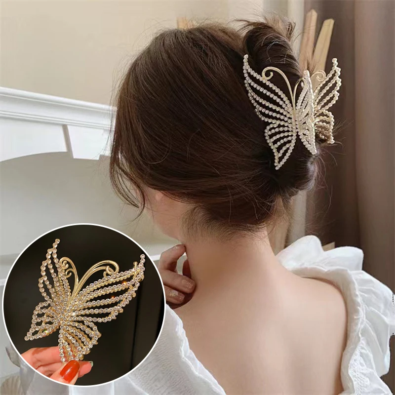 Женские заколки-крабы для волос с жемчугом и кристаллами