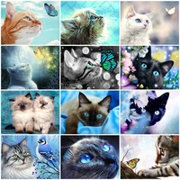 5d diy diamond painting cat full drill squareround diamond embroidery animal butterfly mosaic picture of rhinestone home decor