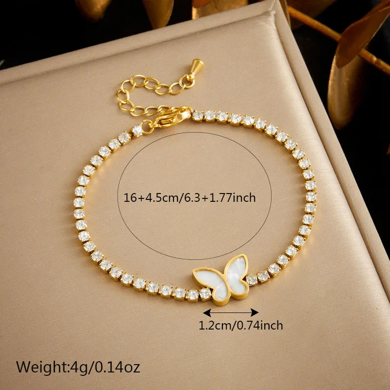 Женский браслет с цирконом MEYRROYU из нержавеющей стали 316L разноцветным сердцем 2024