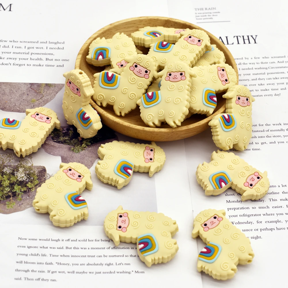 

5pcs Silicone Beads Animal Alpaca Food Grade Chewable Silicone DIY Jewelry Teething Beads Baby Teethers Toy Baby Goods