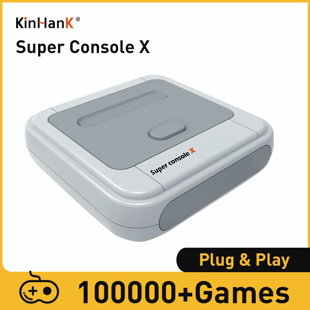 KINHANK Super Console X Game Box Retro Game Console 100000 Video Games for PSP/PS1/N64/MAME/Naomi with gamepads