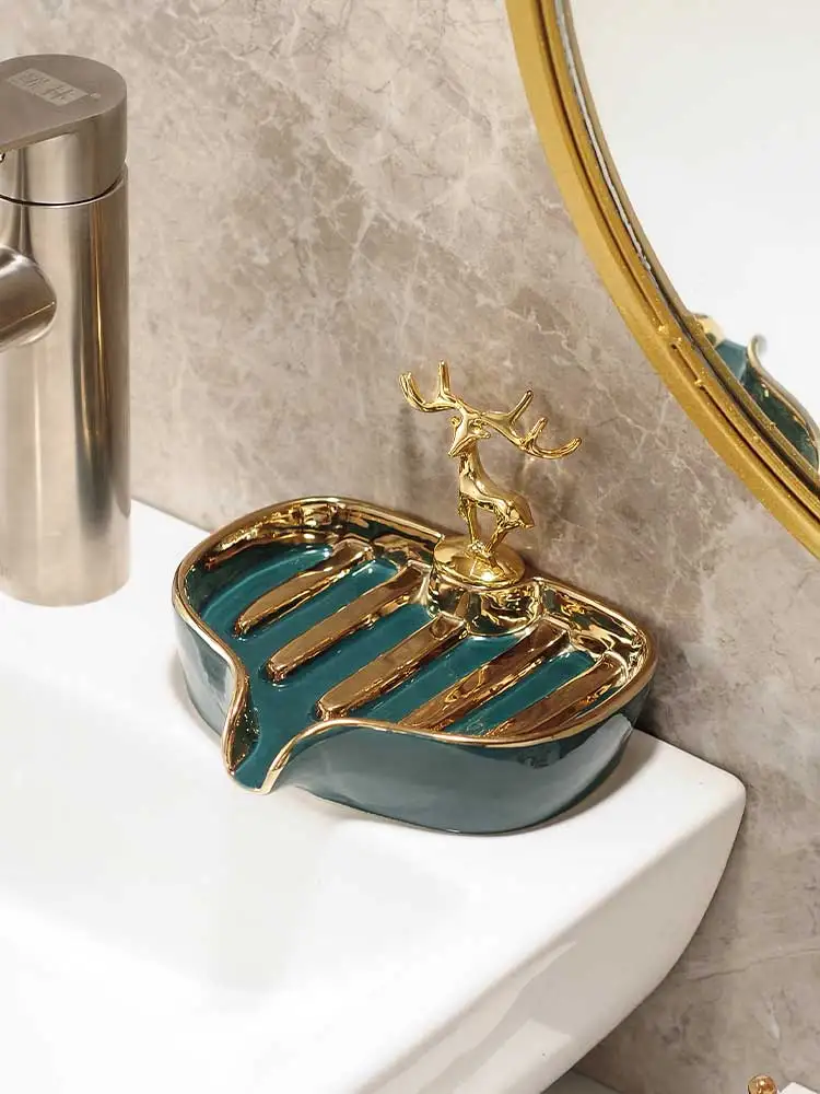 

Керамическая Коробка для мыла в европейском стиле, простая модная коробка дренаж для мыла, украшение для ванной комнаты в отеле, креативная ...