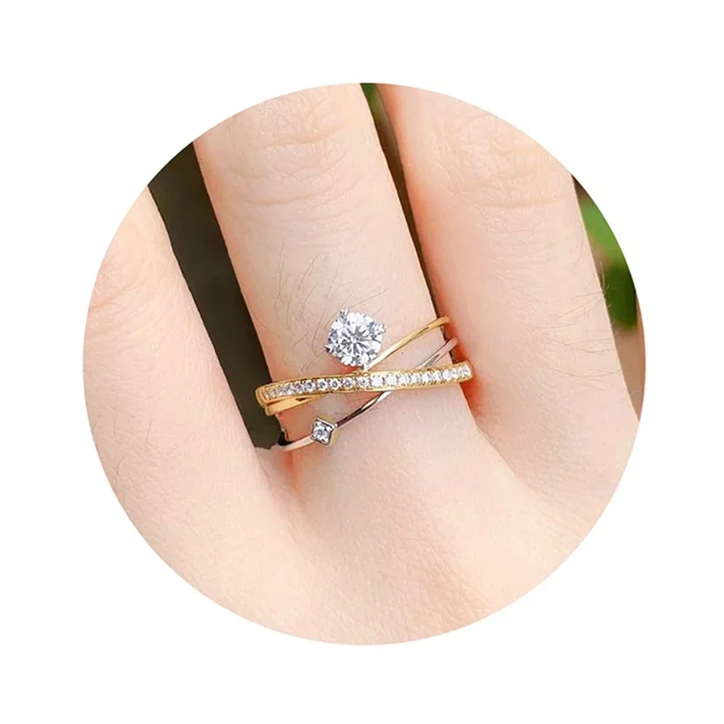 Huitan современные модные свадебные обручальные кольца двухцветные с крестом и