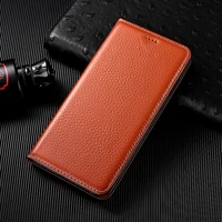 Lychee Pattern Genuine Leather Case for Infinix Hot 10i 10T 10s NFC 11s Play Pro Phone Cowhide Magnetic Flip Cover