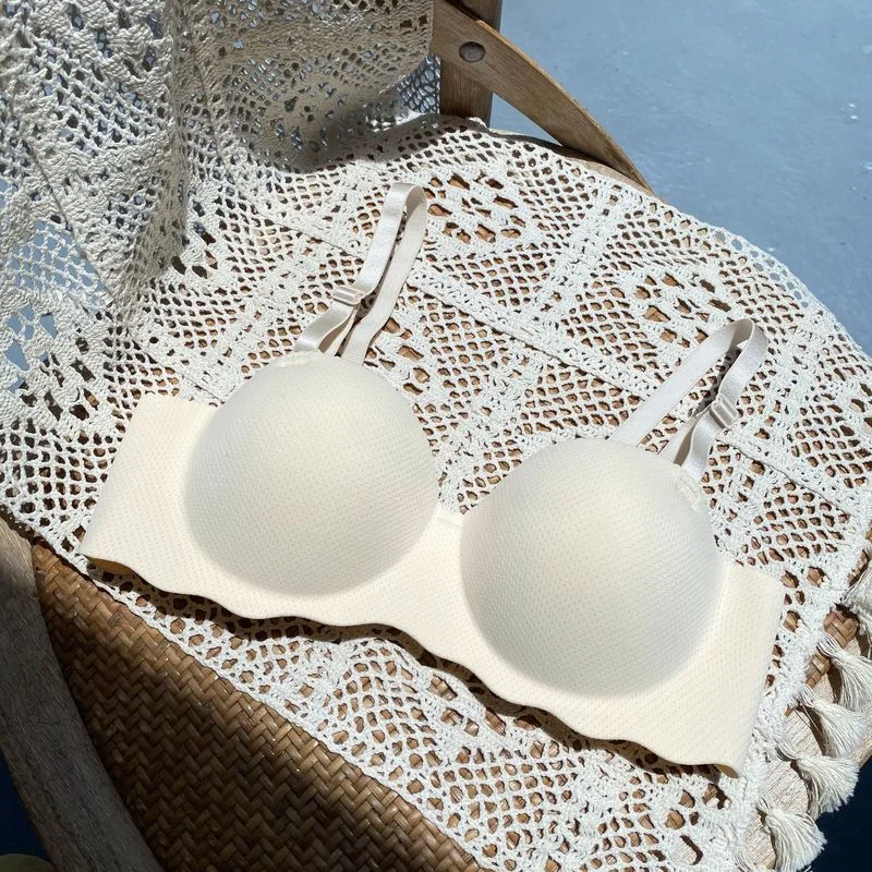 Bras For Women Sexy One-Piece Seamless Underwear Wireless Gather Push Up Top Breathable Bralette Candy Color Simple Lingerie