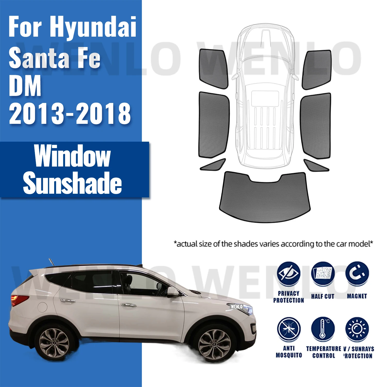Магнитный автомобильный солнцезащитный козырек для Hyundai SantaFe DM Santa Fe 2013-2018