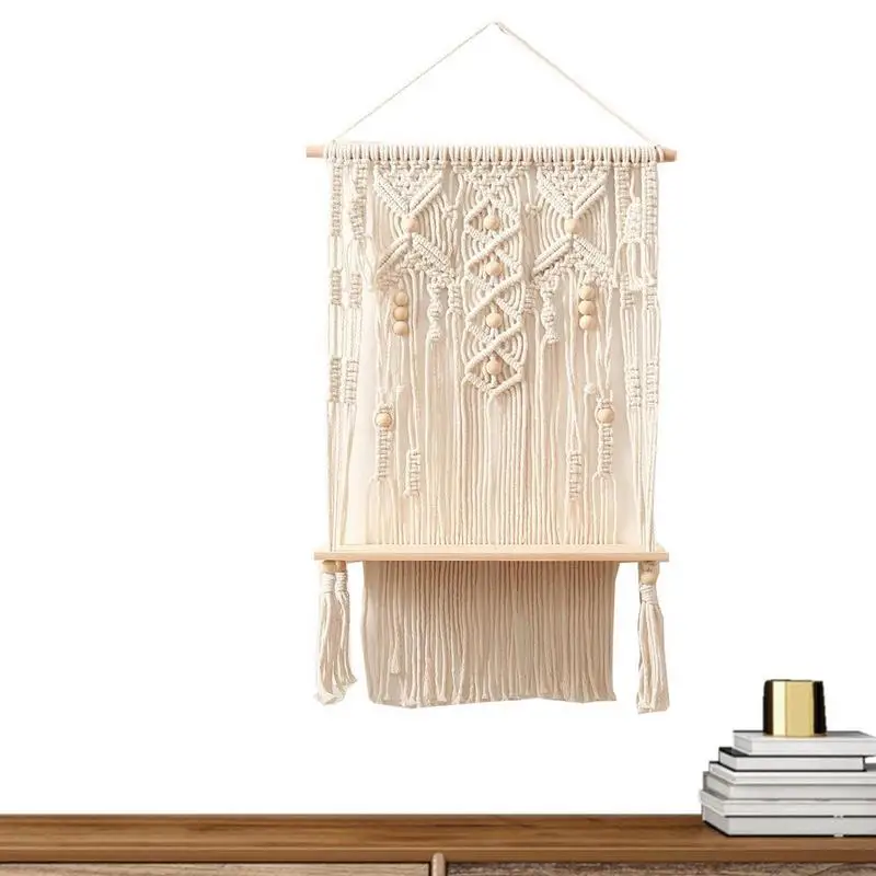 

Плетеный вручную гобелен подвесная полка богемная настенная подвесная декоративная картина Diy настенная Полка вешалка для кашпо