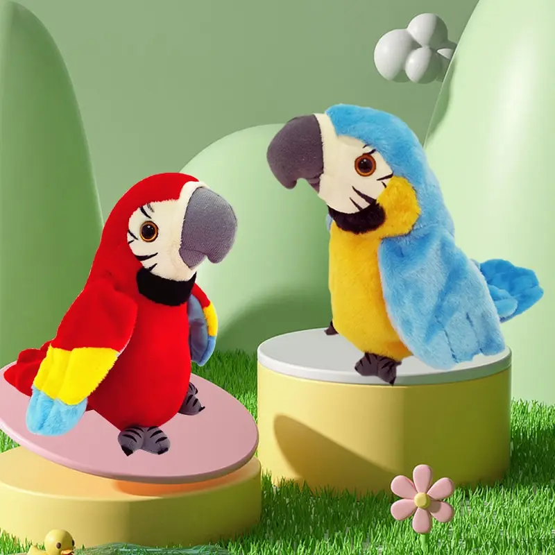 

Новый Электрический Мягкий красочный Вибрационный попугай, Интерактивная записываемая и музыкальная игрушка, которая закрывает крылья и учит детей говорить