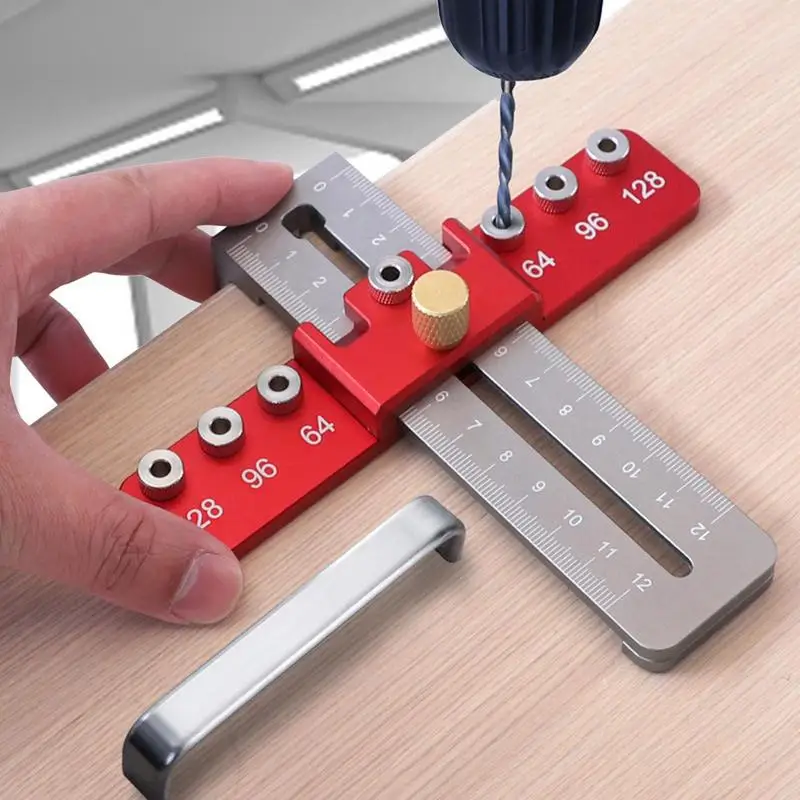 

Aluminum Alloy Cabinet Hardware Jig Adjustable Punch Locator Tool Drill Guide Template Wood Drilling Dowelling For Installation