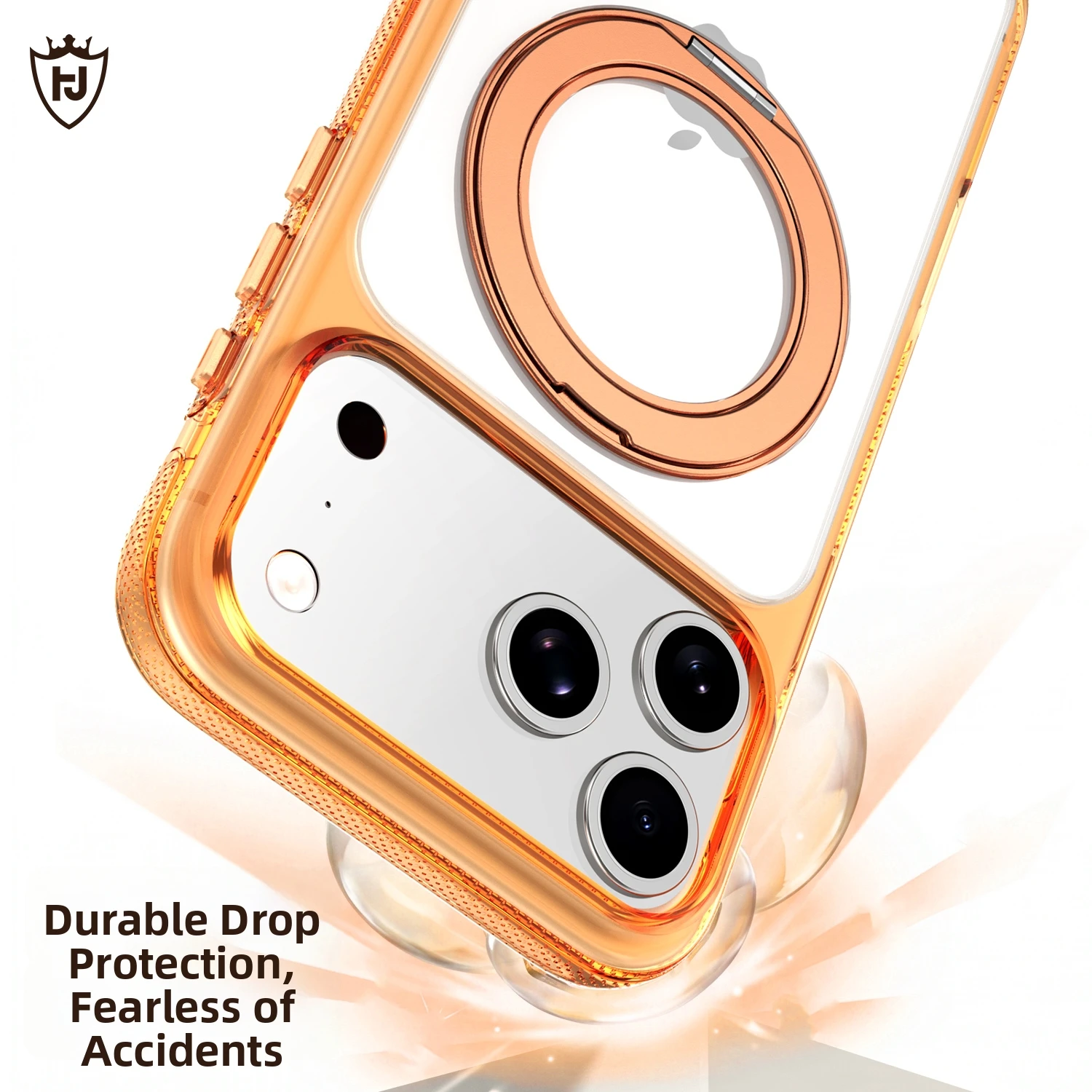 Цветной прозрачный магнитный чехол для iPhone 17, 16, 15 Pro Max, Air 16E, 17E с поддержкой MagSafe и защитой 360° °   Вращающаяся задняя крышка-подставка (art.: 3920da694acc4) - 3920da694acc4