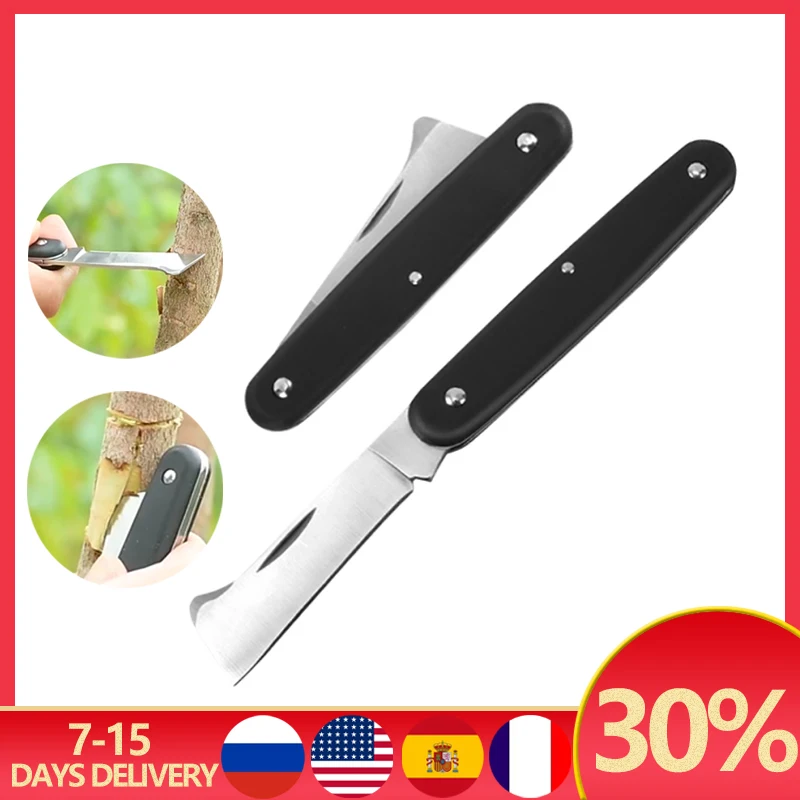 Stainless Steel Grafting Gardening Knife Plastic Single Opening Foldable Multi-Functional Plant Trimming Tool Accessories