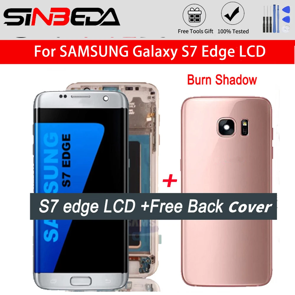 5 "оригинальный AMOLED с ЖК-дисплеем Burn Shadow для SAMSUNG Galaxy S7 Edge G935 G935F дисплей