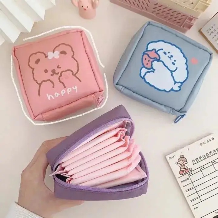 

Сумка для хранения гигиенических салфеток, Женская портативная маленькая сумка в японском стиле, водонепроницаемая косметичка для хранени...