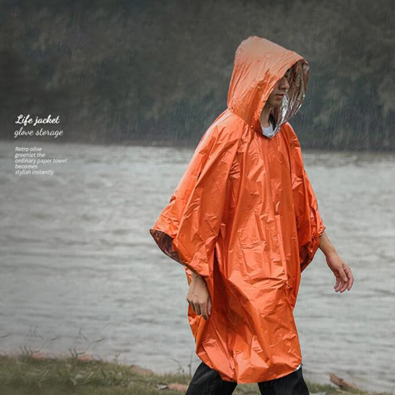 

Outdoor Emergency Raincoat PE Aluminum Film Rainwear Blankets Survival Tool