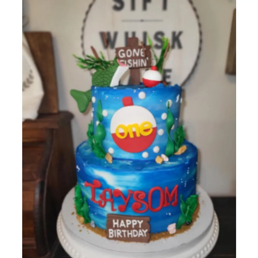 Топпер для рыболовного торта Gone Рыболовный торт с язычком окуня знак днем