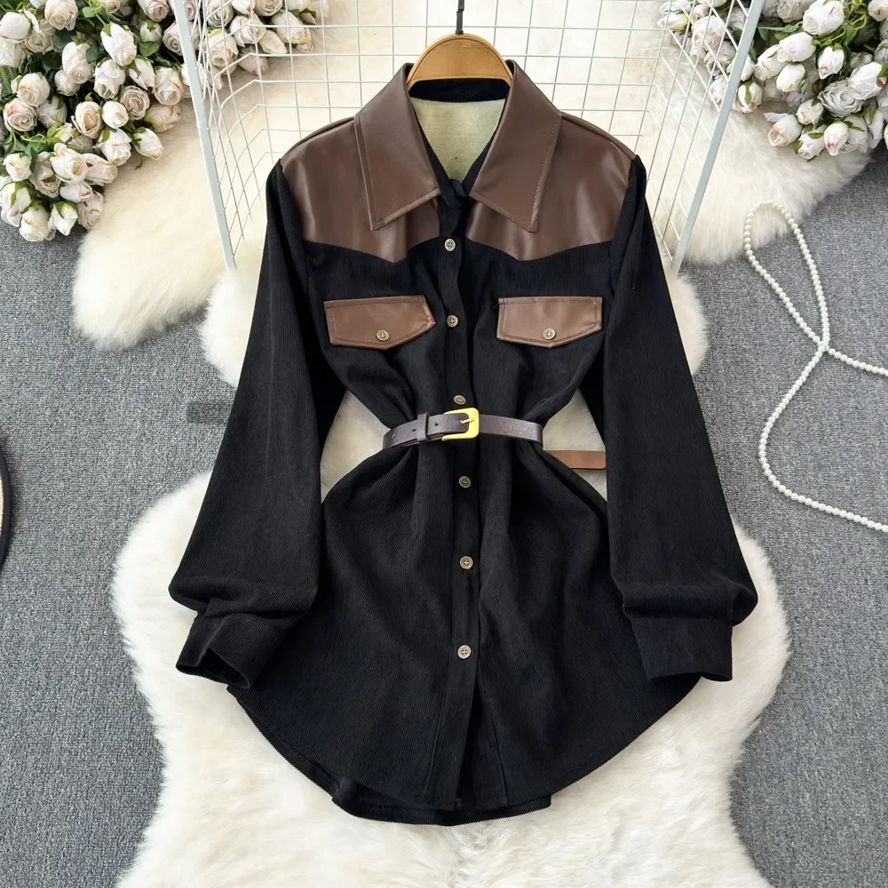 Рубашка и блузка в стиле пэчворк с длинным рукавом буффами