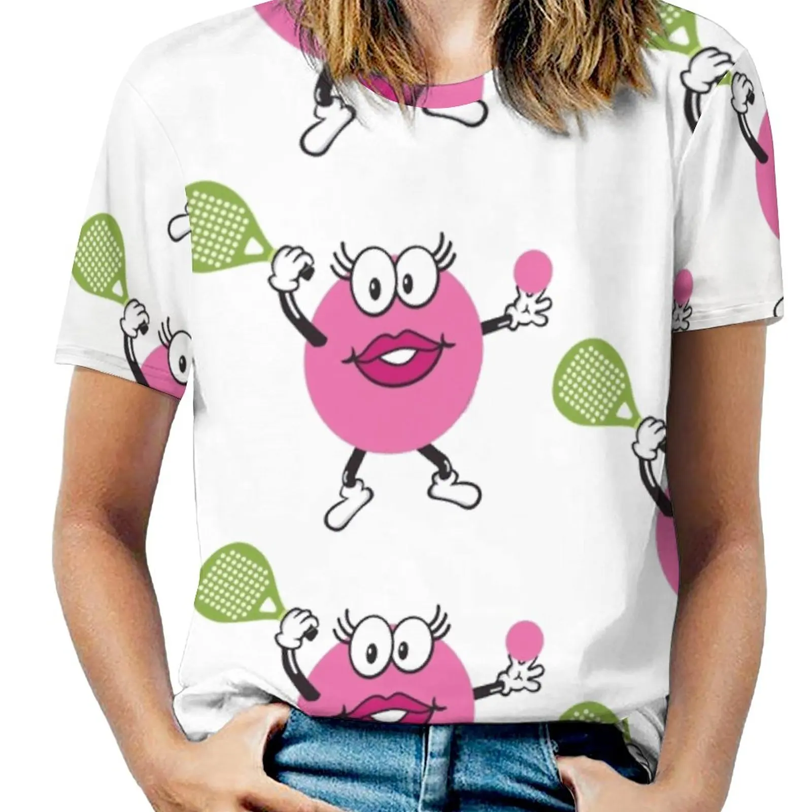 Женская футболка Mrs. Paddleball летняя модная с цветочным принтом и v-образным вырезом