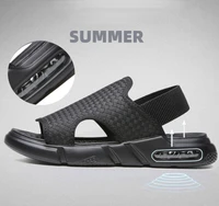 men sandals 2022 new summer luxury beach air cushioned pu leather sandals lightweight outdoor platform shoes roman male sandal