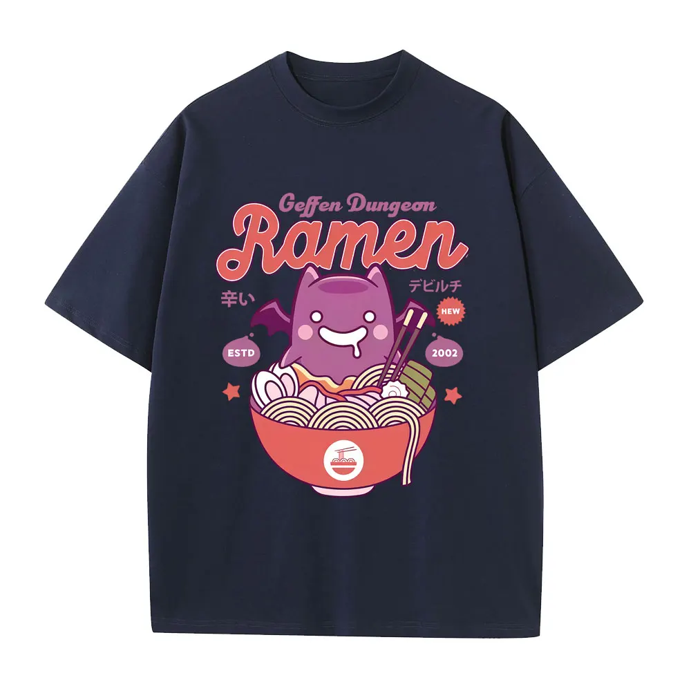 Фото Футболка с графическим принтом Geffen Dungeon Eat Ramen для мужчин и женщин, забавные винтажные футболки в японском стиле, мужские повседневные хлопковые футболки, уличная одежда №4