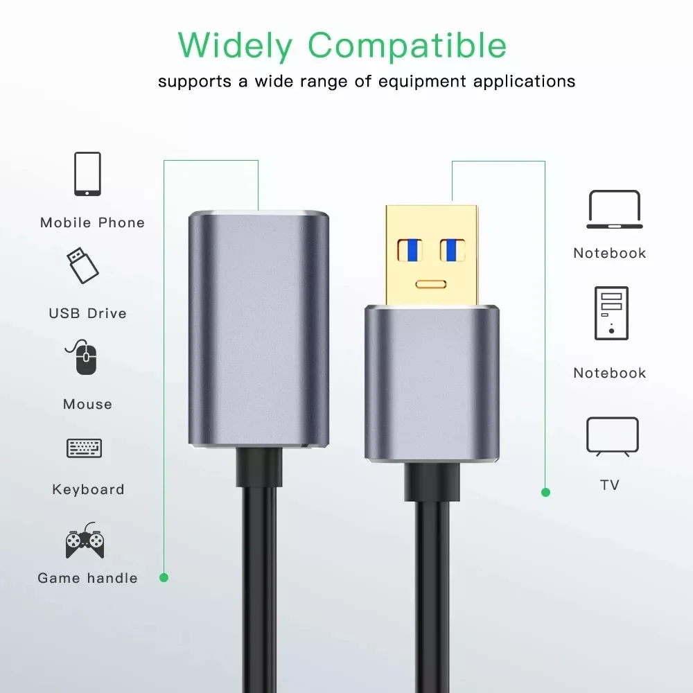 

Extension Cable USB3.0 Male to Female 5Gbps Data Cable USB2.0 Extender Cord for PC Laptop TV Xbox SSD USB Extension Cable