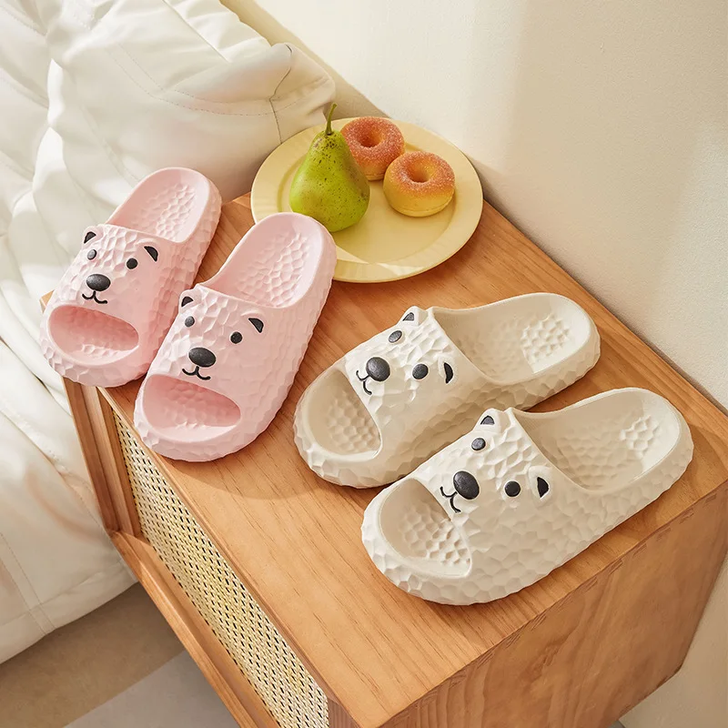 Lovely Funny Cartoon Polar Bear Women Slippers Soft Non-Slip Sandals Indoor Bathroom Couple Men Slides Summer Woman Shoes 2023