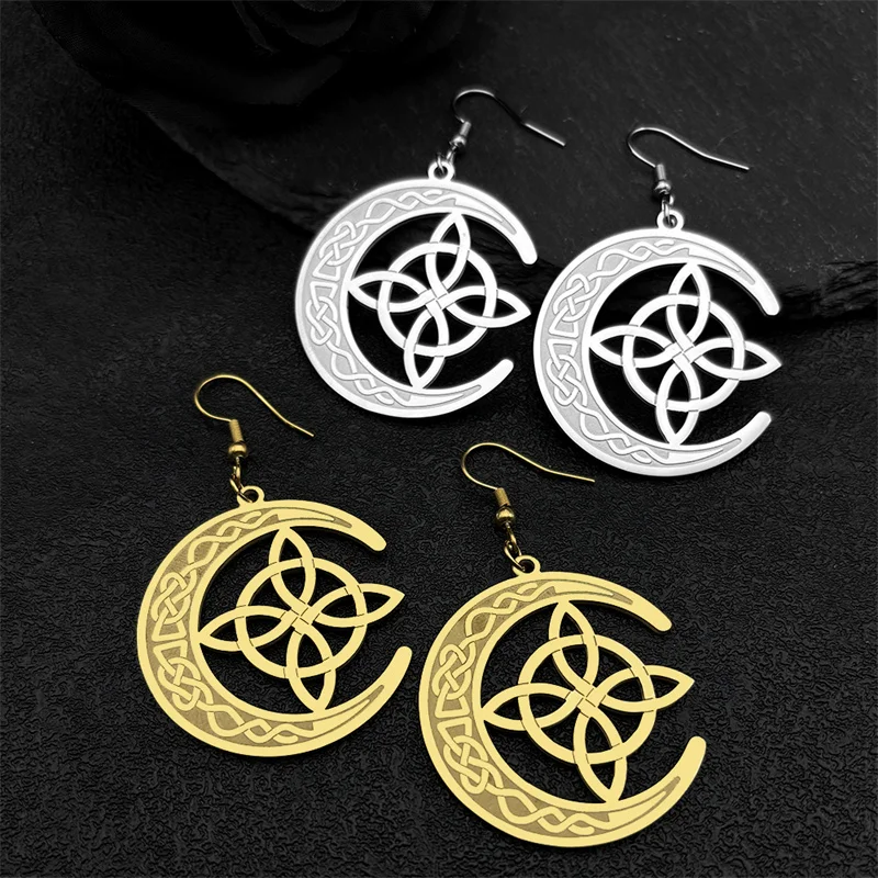 Женские Серьги-гвоздики Из Нержавеющей Стали С Кельтским Узлом Дизайн Луны И