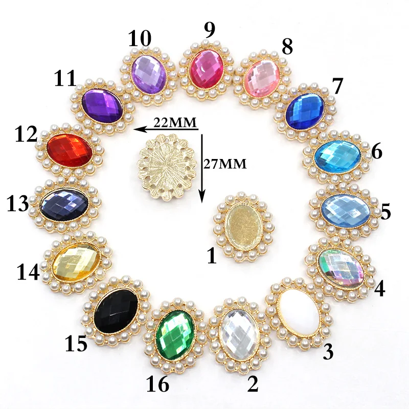 10 шт./лот 22*27 мм овальные металлические жемчужные пуговицы |