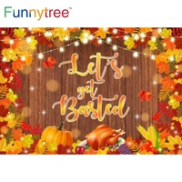 funnytree autumn lets get basted thanksgiving festival party backdrop fall leaves wooden turkey pumpkin photobooth background