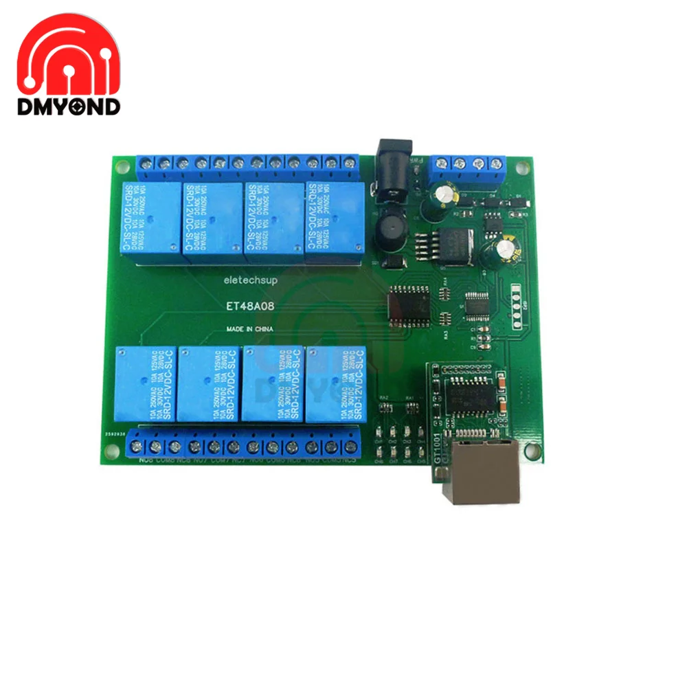 

Релейный сетевой коммутатор Modbus MQTT порты TCP, UDP Web HTTP RS485 таймер модуль ET48A08 12 В 8 каналов RS485/TCP Modbus релейный модуль