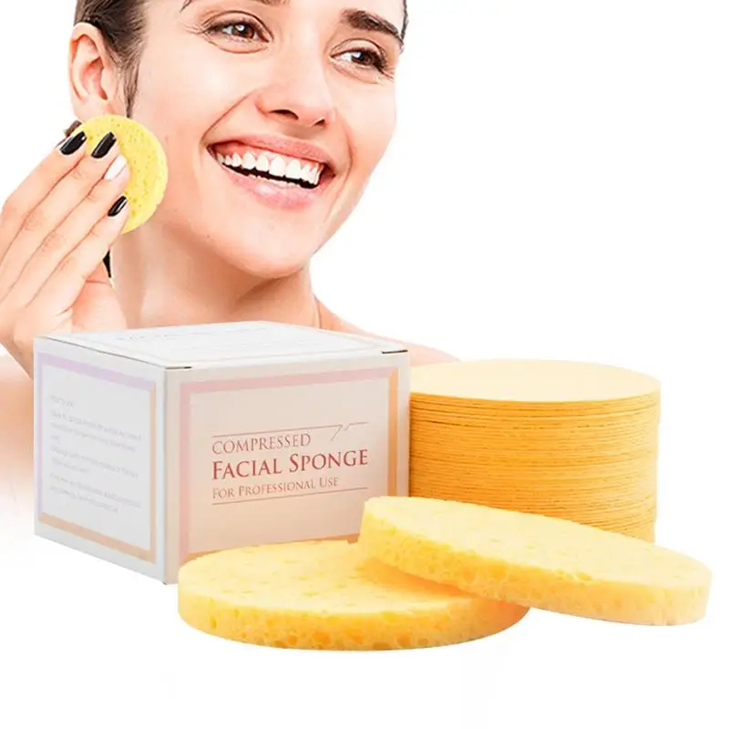 

Facial Scrub Pads 50Pcs Natural Compressed Cellulose Face Sponge Safe Cosmetic Spa Sponges For Facial Cleansing Masque Makeup