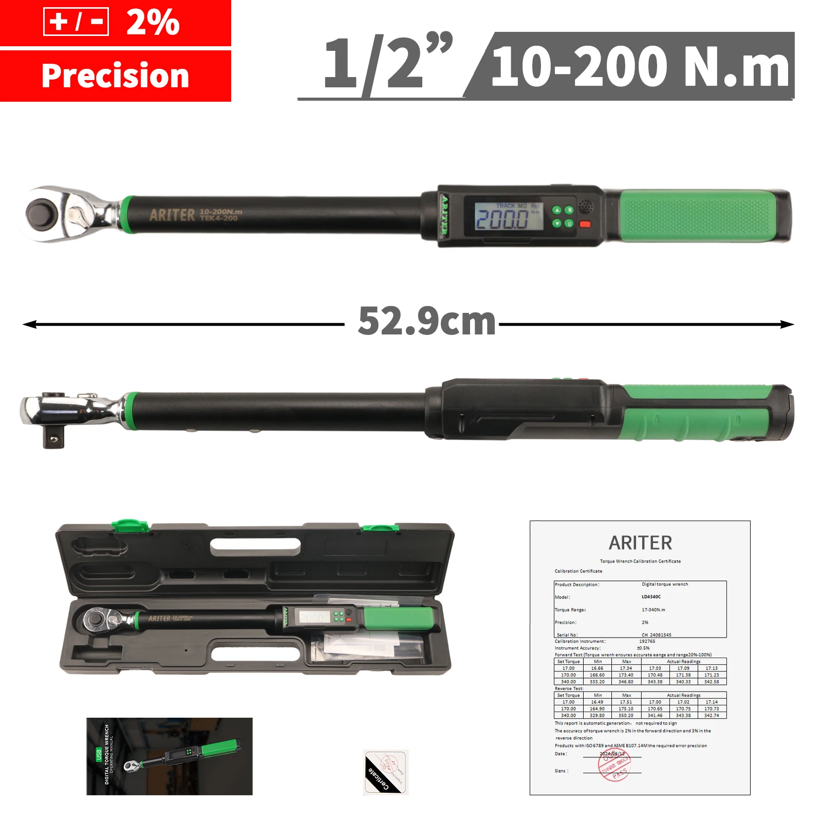 

Цифровой динамометрический ключ ARITER 1-400 Нм