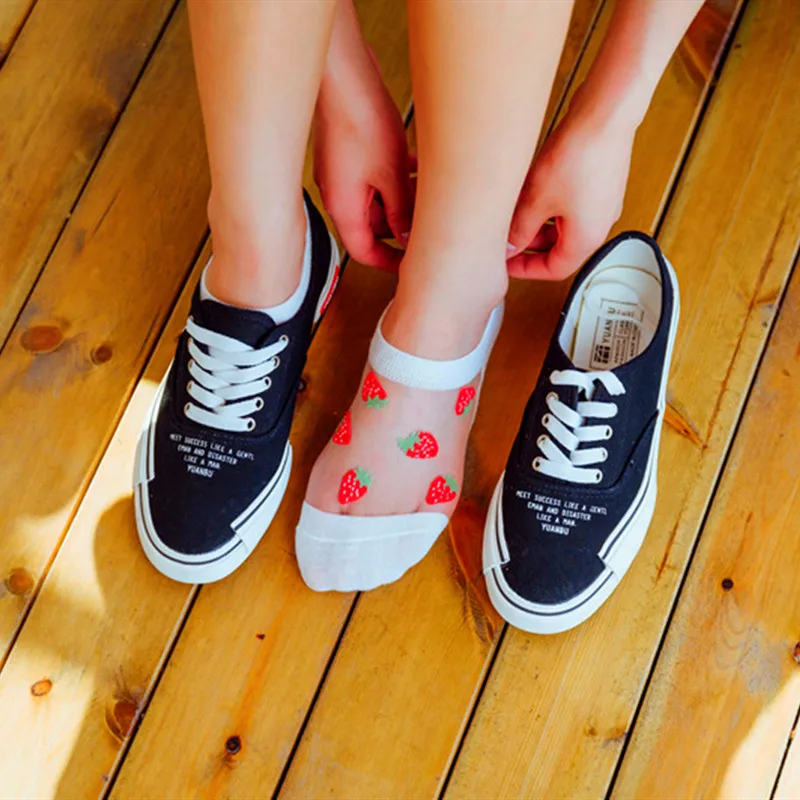 

Pairs Ankle Socks School Summer Print Harajuku Invisible Breathable Socks Transparent Socks Casual Girl Women 6 Funny Fruit
