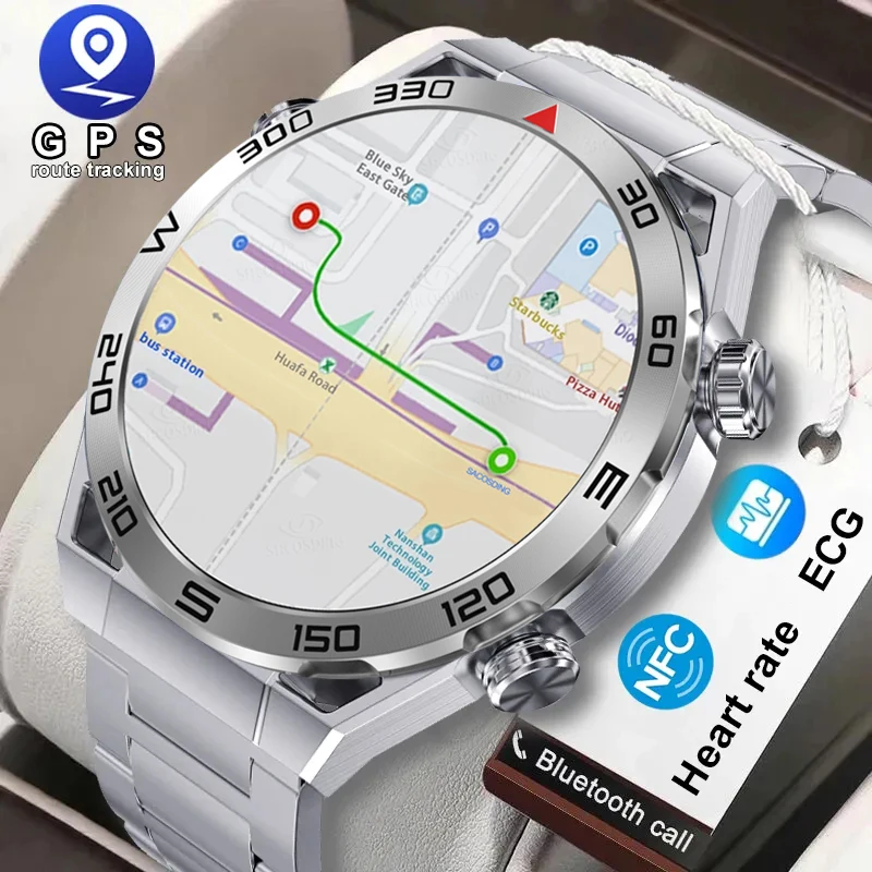 시계  화웨이 샤오미 NFC 스마트 워치 남성용 GPS 트래커, AMOLED 454x454 HD 화면 심박수 ECG + PPG 블루투스 통화 스마트워치, 2023 신제품 
