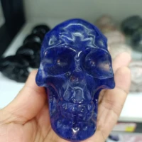 chinese blue forge hand carved skull crystal energy decoration