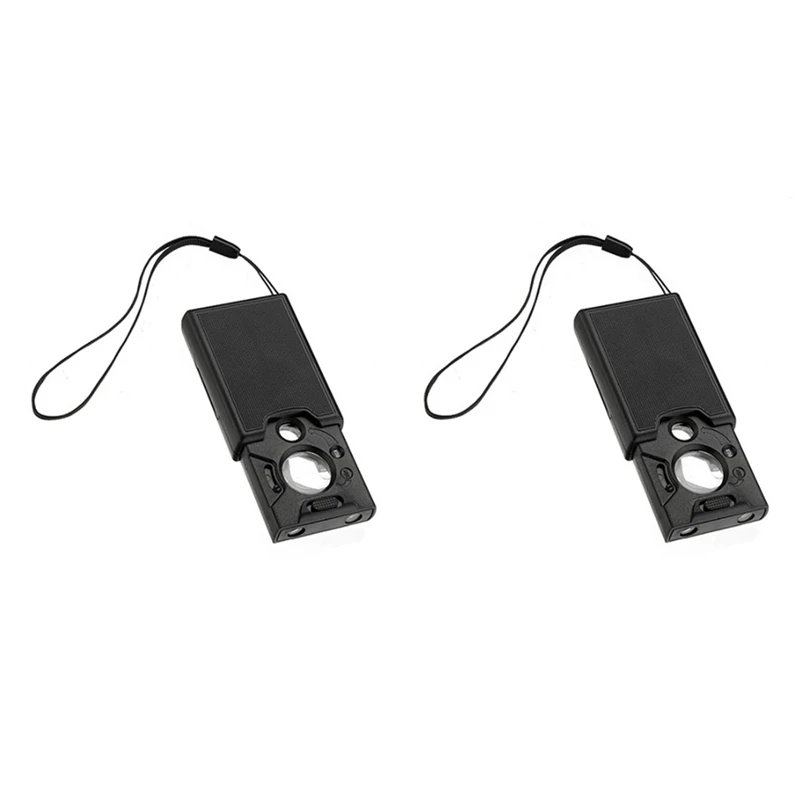 

2Pcs 30X 45X 60X LED UV Lighted Magnifier Jewelers Loupe Magnifying Glass