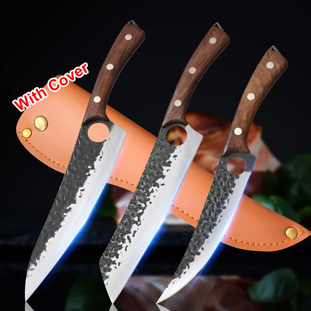 

Hand forged Boning Knife Ultra Sharp Outdoor Hunting Knives Chicken Meat Slicing Knife Carbon Steel Chef Kitchen Knives Cleaver