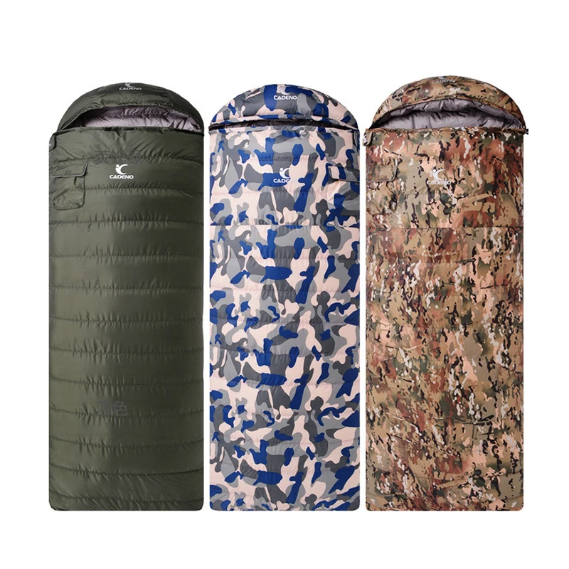 Outdoor Adult Winter Camping White Duck Down Army Green Camouflage Down Sleeping Bag Envelope Type Can Be Spliced