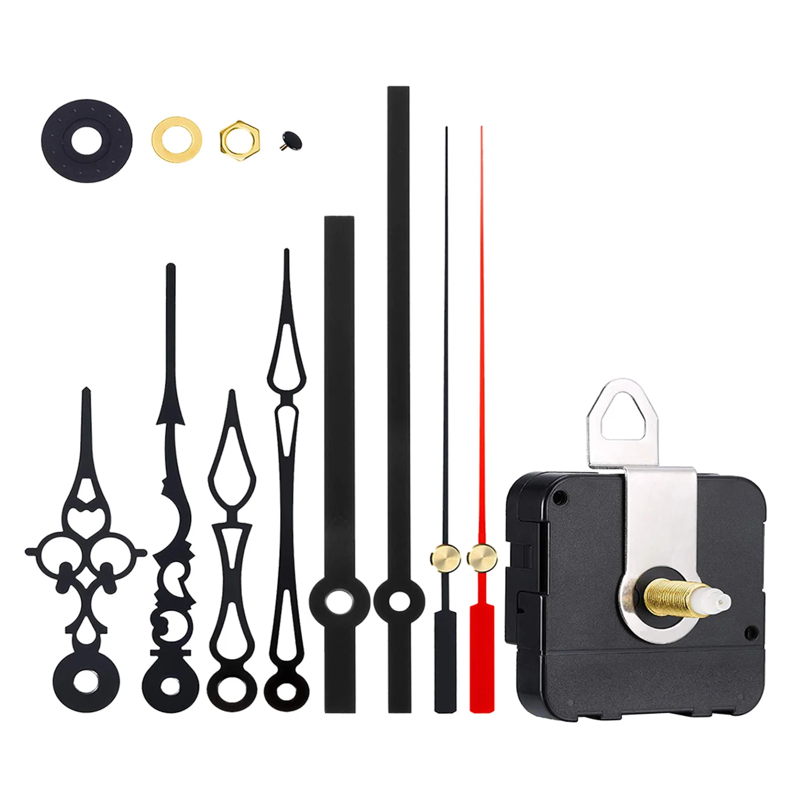 

Rubber Gasket DIY Accurate Clock Movement Motor Kit Hook Second Head Replacement Parts Repair Non Ticking Easy Install Metal Nut