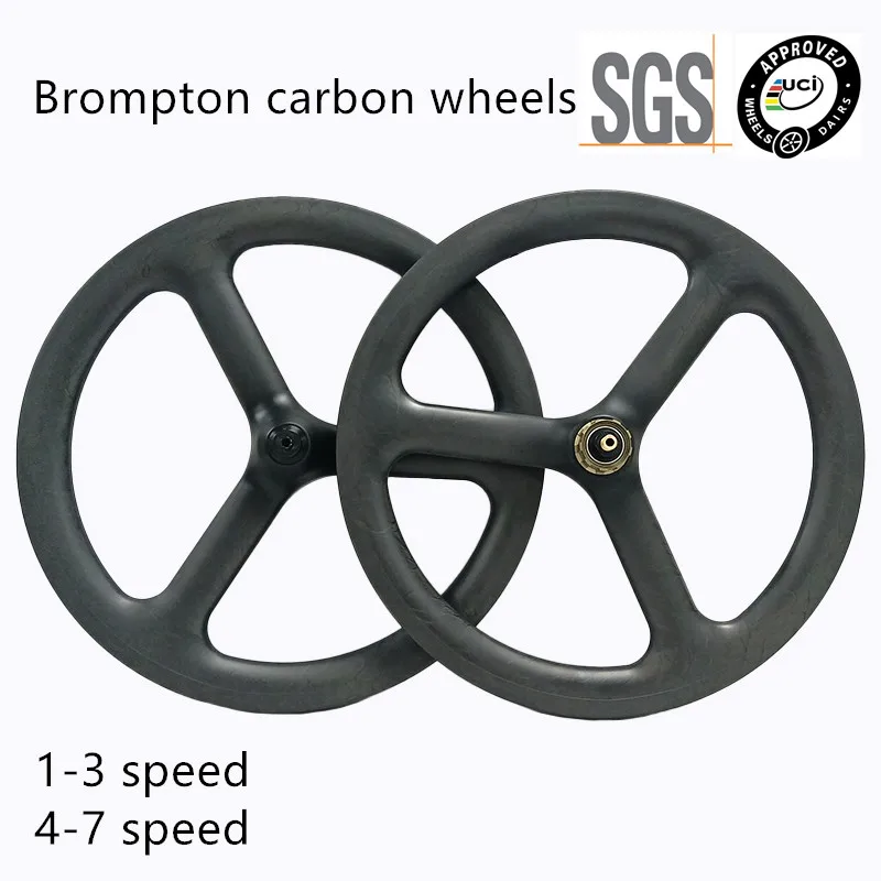 

DAIRS 16inch 349 3 spokes wheels V brake 3 7 speed wheels brompton bicycle carbon wheelset 74/112