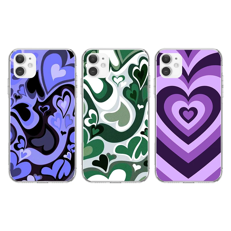 

Luxury Latte Love Heart Wildflower Transparent Phone Case for IPhone 13 12 11 Pro Max Mini XS XR 8 7 6 6SPlus X SE2020 TPU Cover