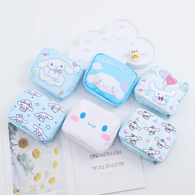 

Kittys Kuromi Purin Dog Anime Aunt Towel Bag Kawaii Cartoon Waterproof Oxford Cloth Portable Sanitary Napkin Storage Bags Gifts