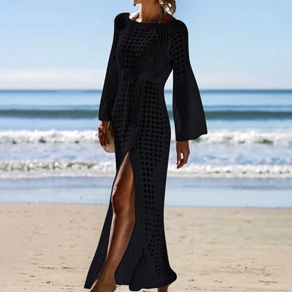 White Knitted Hollow Swimwear Cover Ups Crochet Dress Beach Outfits for Women One-pieces and Cutout Beachwear Clothes Swimsuit