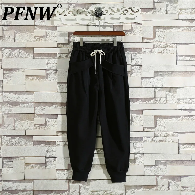 

PFNW Spring Autumn Men's Trendy Darkwear Drawstring Tide Sweatpants Loose Slim Elastic High Quality Fashion Harun Pants 12A7804