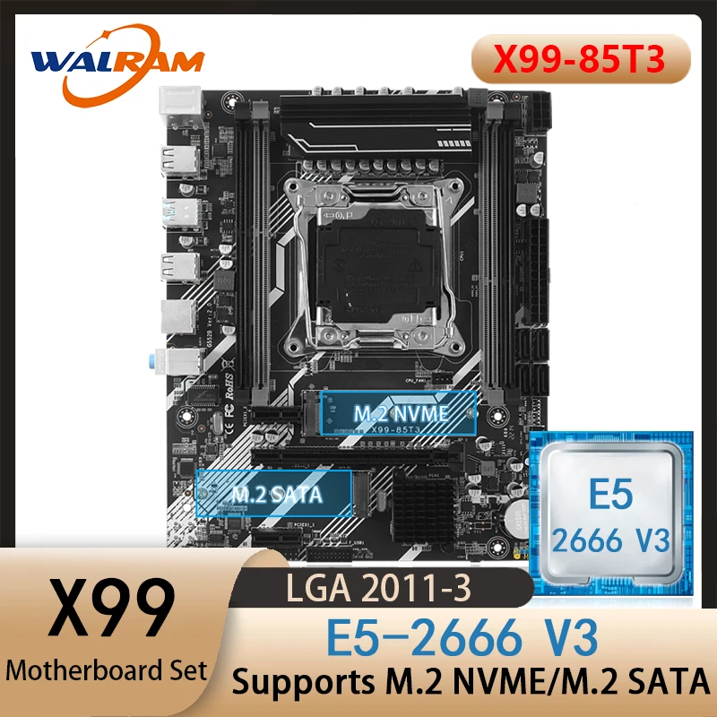 

Материнская плата WALRAM X99 с процессором XEON E5 2666 V3 LGA 2011-3, слотом для карты памяти DDR3 M.2 NVME и M.2 SATA