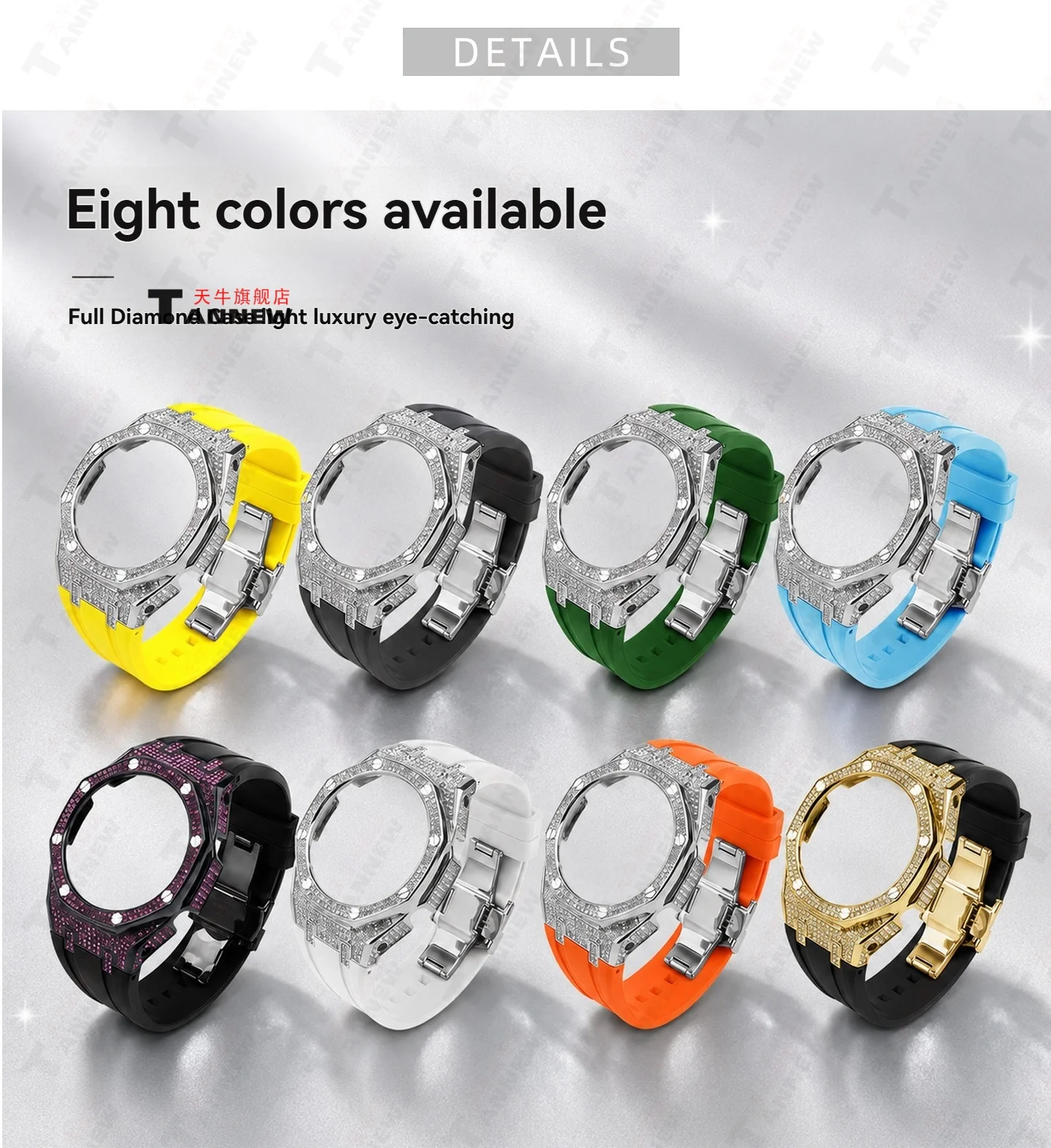 Фото Комплект для модификации часов из нержавеющей стали, совместимый с Casio G-Shock GA2100 GMA-S2100, металлический корпус, ремешок из резины FKM. №2