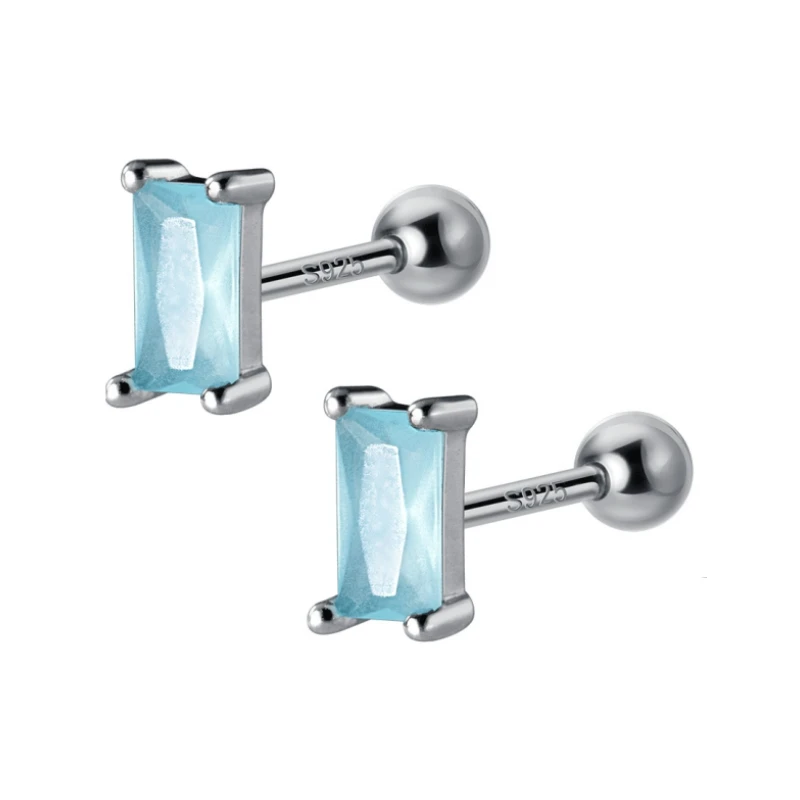 

925 Серебряные прямоугольные хрустальные серьги Маленькие и стильные украшения