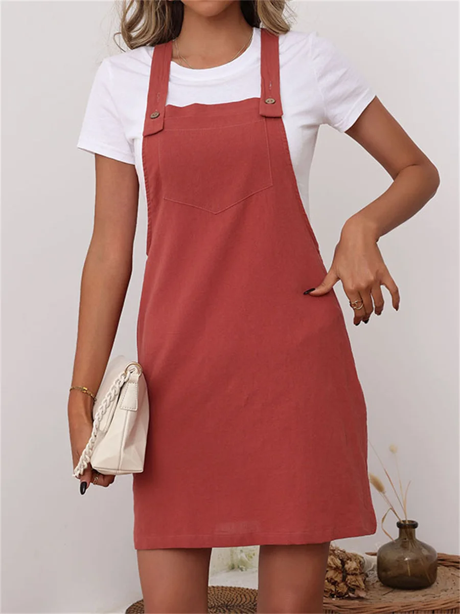 

Женское платье-рубашка с коротким рукавом и круглым вырезом