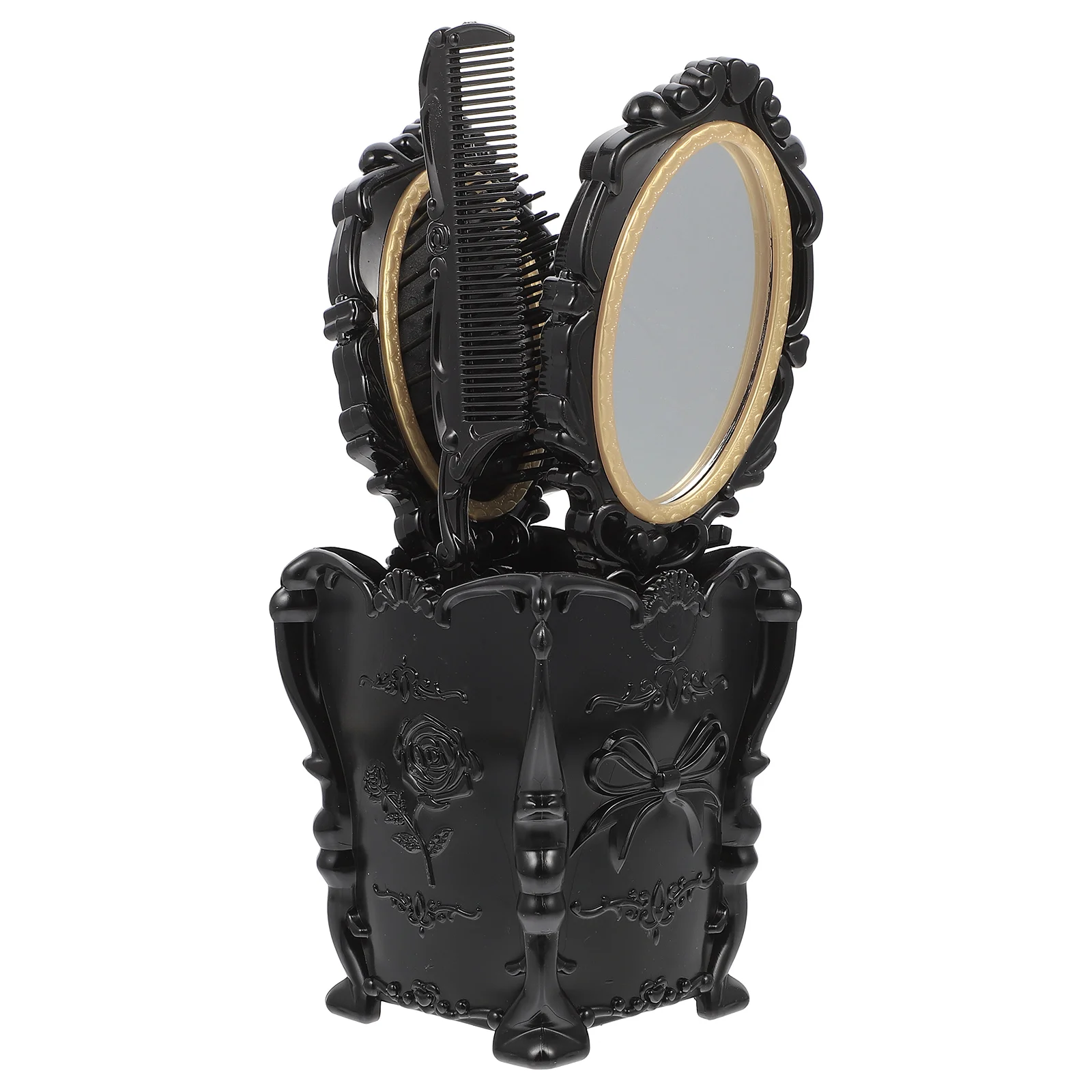 

1 Set Anti-static Comb Airbag Comb Handheld Mirror Retro Mirror and Comb Set