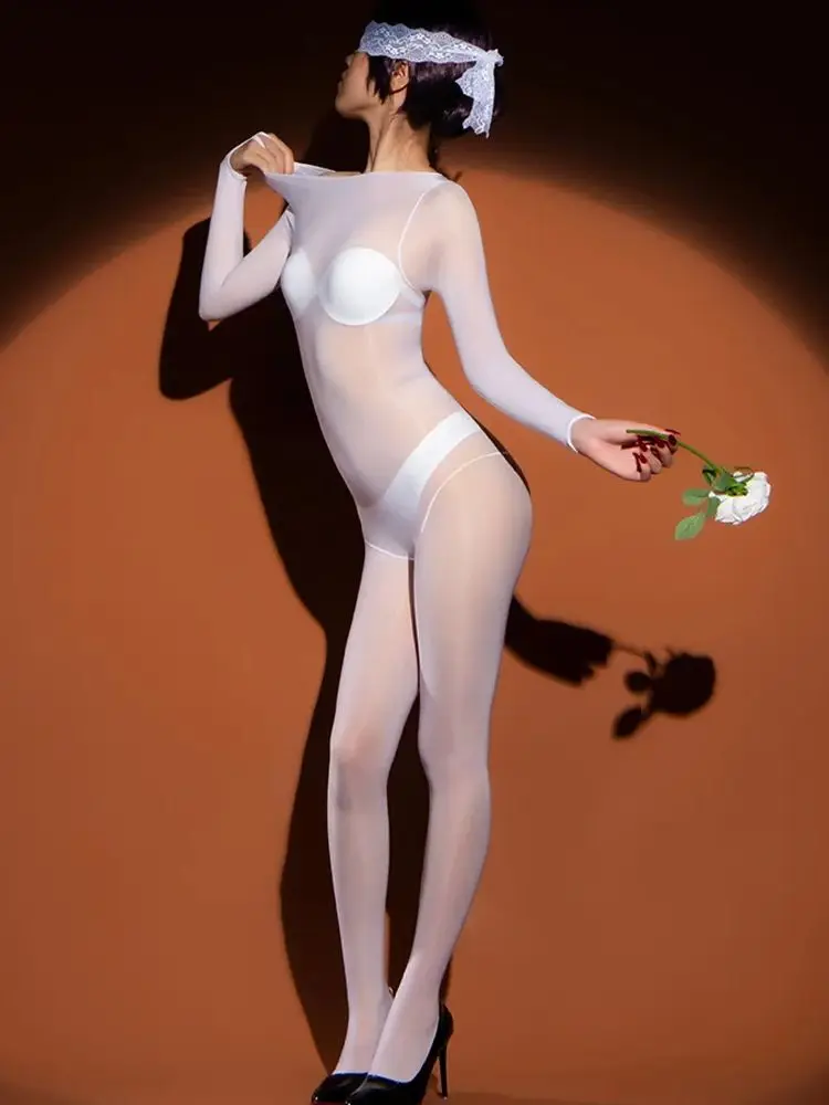 Блестящий лоскутный комбинезон с высоким вырезом и крючками на палец нейлоновый