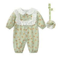 2022 autumn baby clothes jumpsuit small fresh floral boys and girls long sleeved newborn go out romper